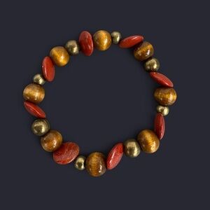 Red Jasper & Wood Beads Boho Bracelet